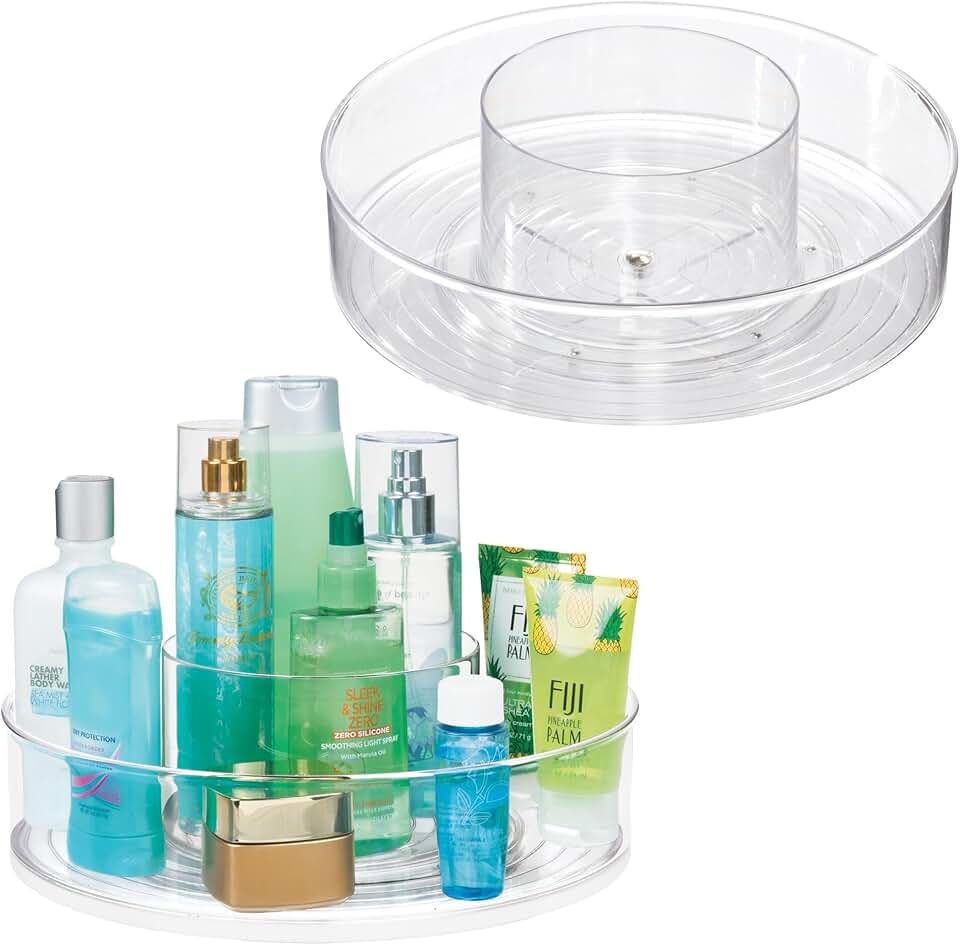 Set of 2 clear 12-inch divided lazy susans