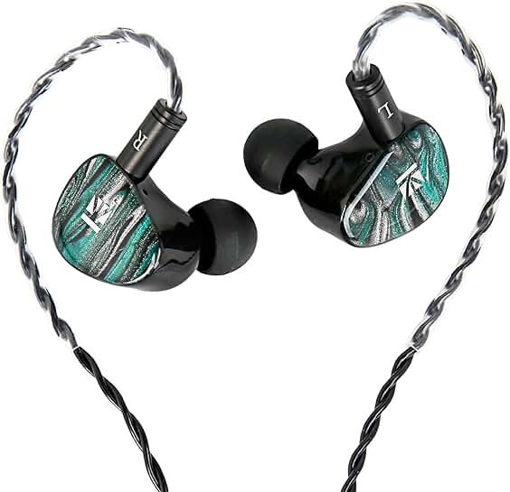 Green Wired In-Ear Monitor with Hybrid Drivers