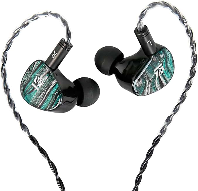 Green Wired In-Ear Monitor with Hybrid Drivers