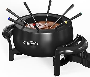 Electric Fondue Pot with Adjustable Temp and 8 Forks