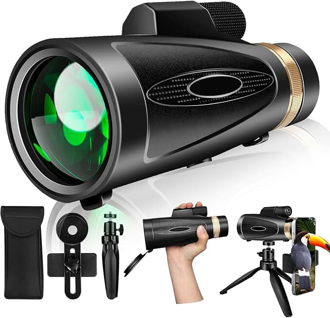 High Power 80x100 Monocular with Tripod for Bird Watching and Hiking