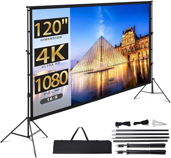 120-inch portable projector screen with stand
