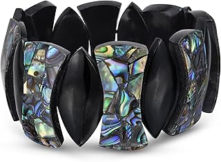 Tropical Chic Abalone Shell and Black Beaded Bangle