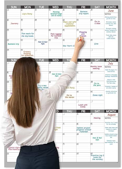 Large Undated 3-Month Wall Dry Erase Calendar
