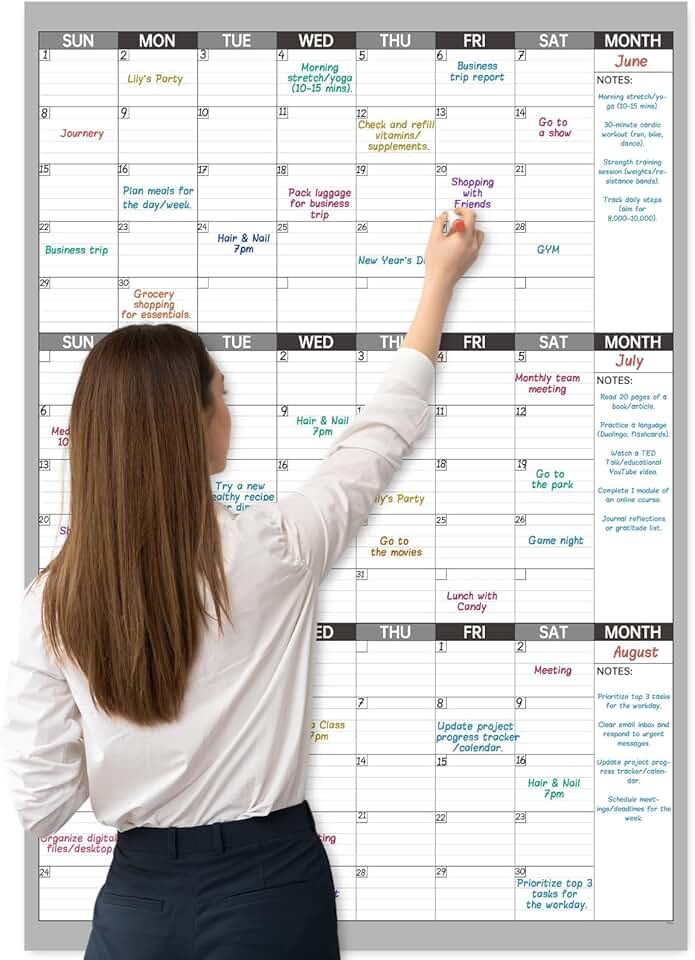 Large Undated 3-Month Wall Dry Erase Calendar