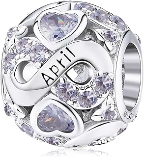 Sterling Silver Birthstone Heart Charm for Jewelry