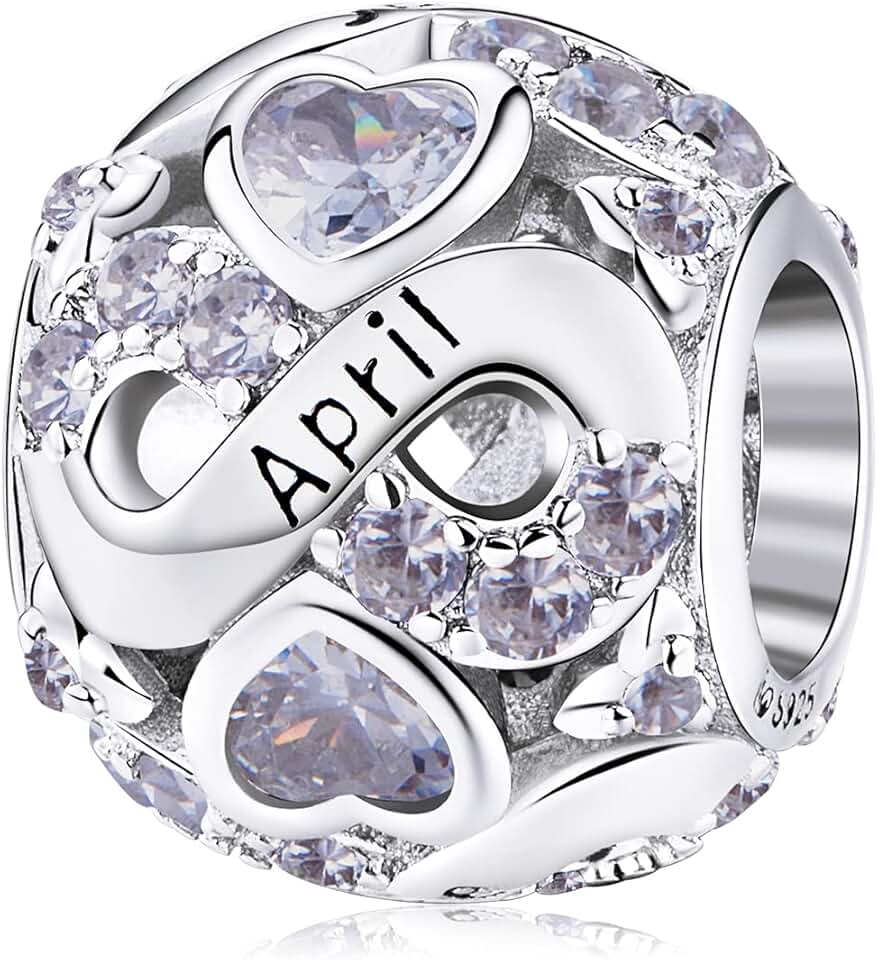 Sterling Silver Birthstone Heart Charm for Jewelry