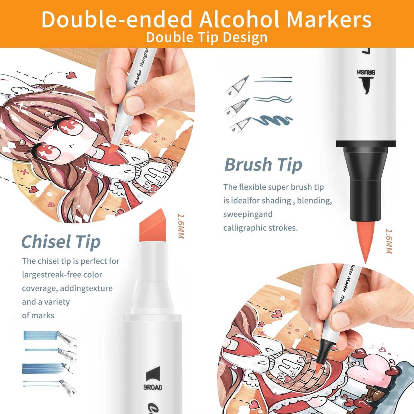 30 Flesh Tone Alcohol-Based Markers Set with Dual Tips