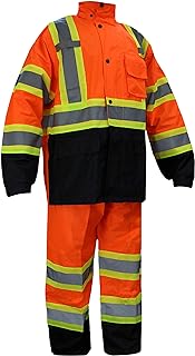 Class 3 Rain Suit with Reflective Black Bottom