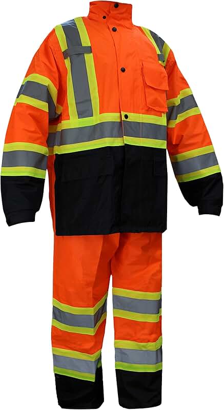 Class 3 Rain Suit with Reflective Black Bottom