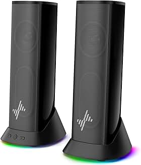 Hi-Fi Stereo Computer Speakers with LED Lighting and Enhanced Bass