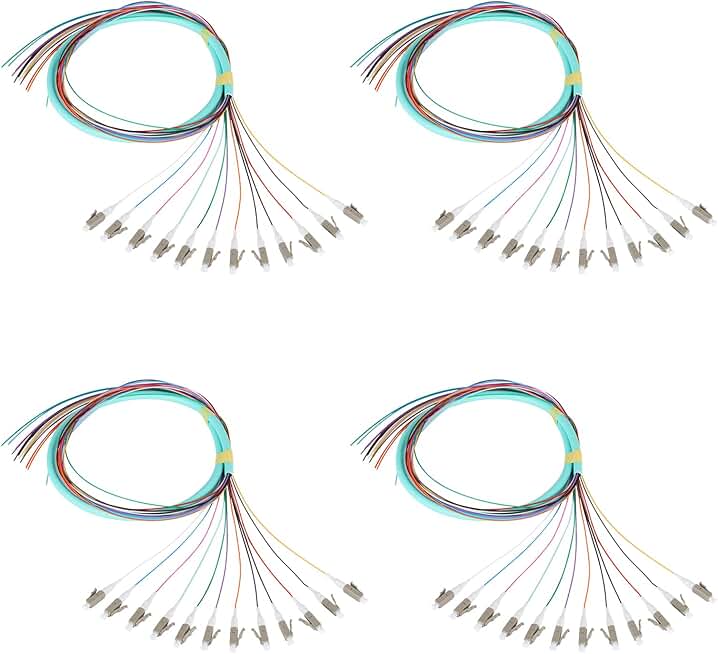 12-Pack 1.2m LC OM3 Multimode Fiber Optic Pigtails