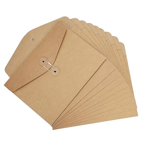 10 Kraft Envelope File Folders with String Tie Closure