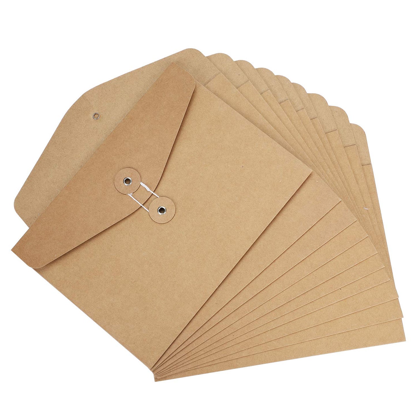 10 Kraft Envelope File Folders with String Tie Closure
