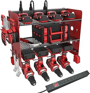 Wall Mount Power Tool Organizer with Charging Station