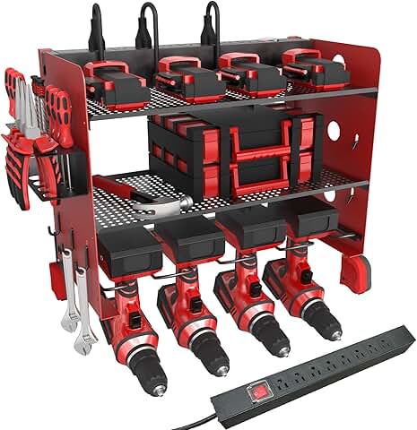 Wall Mount Power Tool Organizer with Charging Station