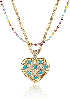 Colorful Gold Layered Heart Necklace for Women