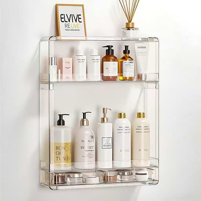 Acrylic Wall Mount Organizer with 20" Floating Shelves