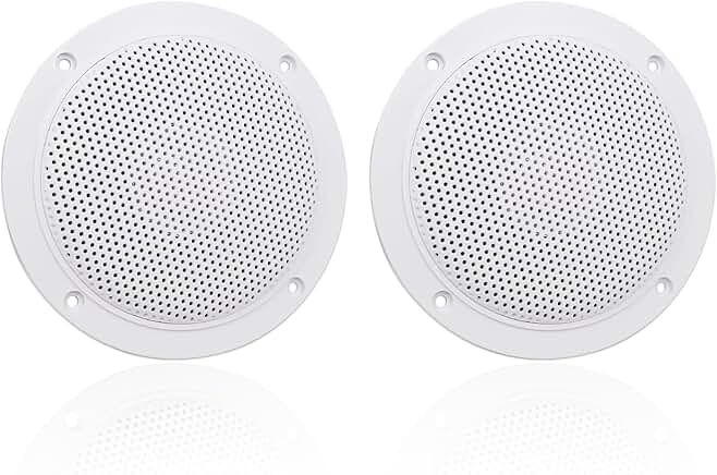 Waterproof 4-Inch Marine Ceiling Speakers, 160W, White Pair