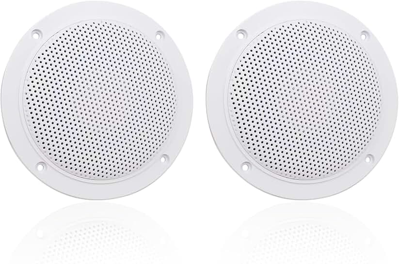 Waterproof 4-Inch Marine Ceiling Speakers, 160W, White Pair