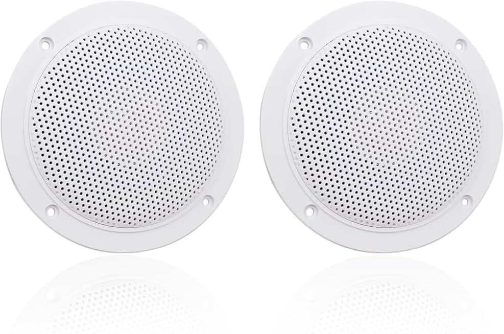 Waterproof 4-Inch Marine Ceiling Speakers, 160W, White Pair