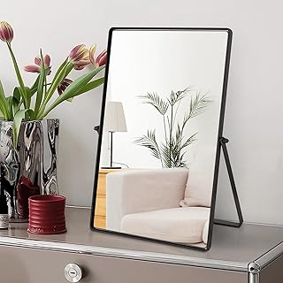 Black Metal Desktop Makeup Mirror with 90° Rotation