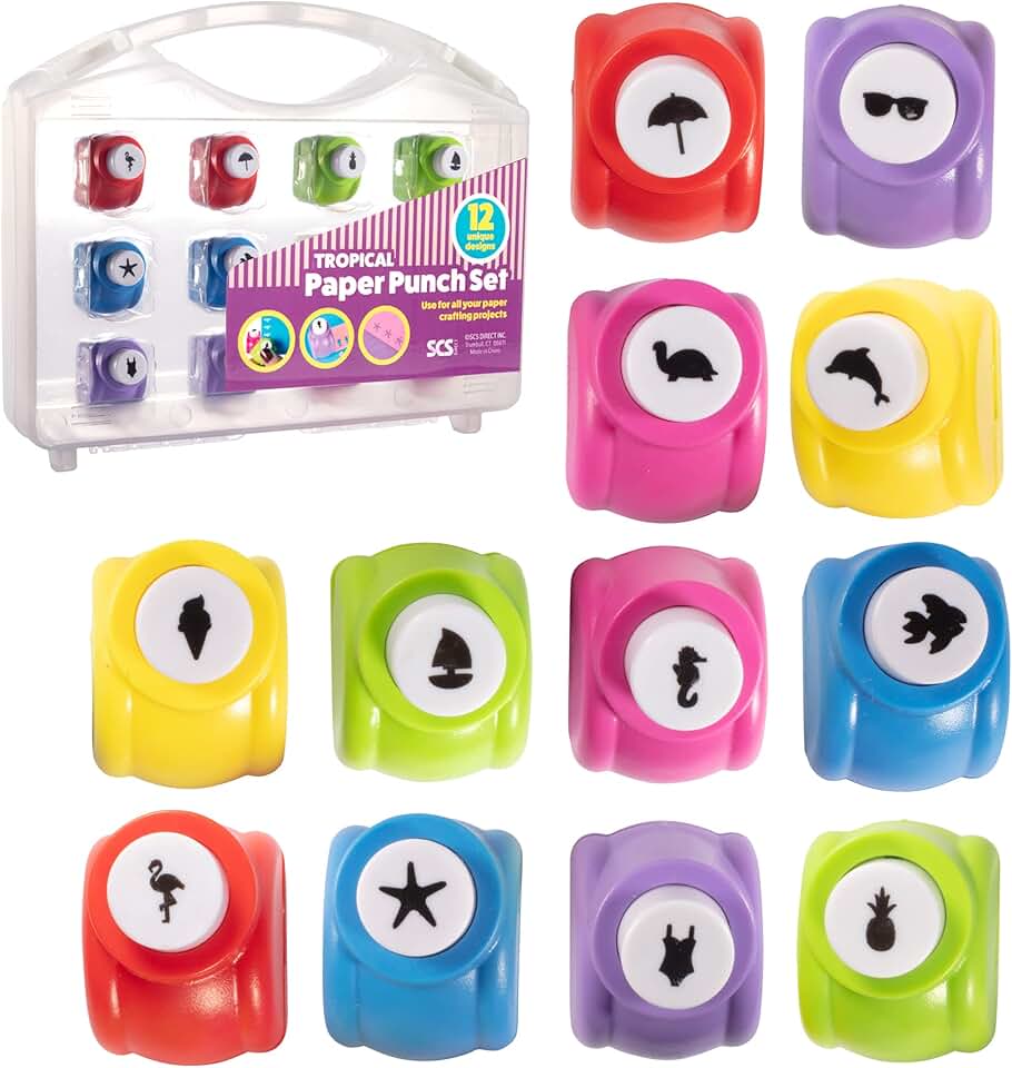 12 Tropical Vacation Beach Hole Punchers for Crafts
