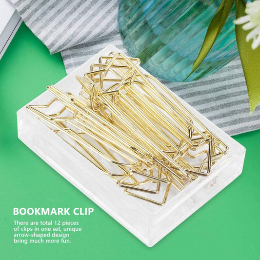 Gold Arrow-Shaped Paper Clips, 12 Pack