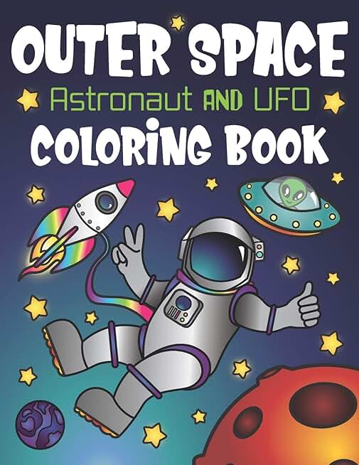 Outer Space Coloring Book with Aliens, Rockets, and Planets