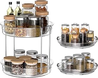 Two-Tier Lazy Susan Organizer Set for Kitchen and Bathroom