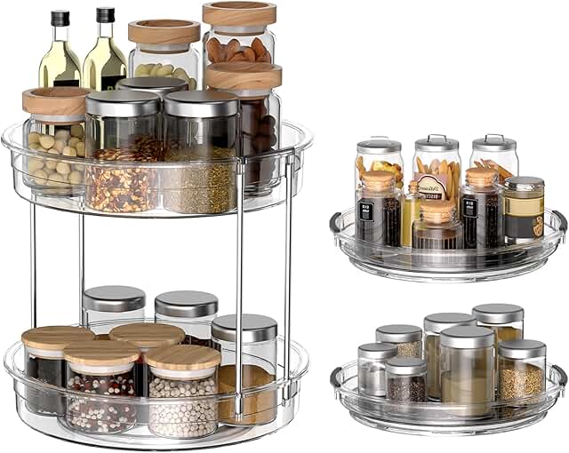 Two-Tier Lazy Susan Organizer Set for Kitchen and Bathroom