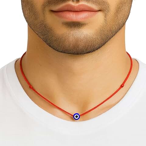 Adjustable Evil Eye Necklace with Blue Glass Bead