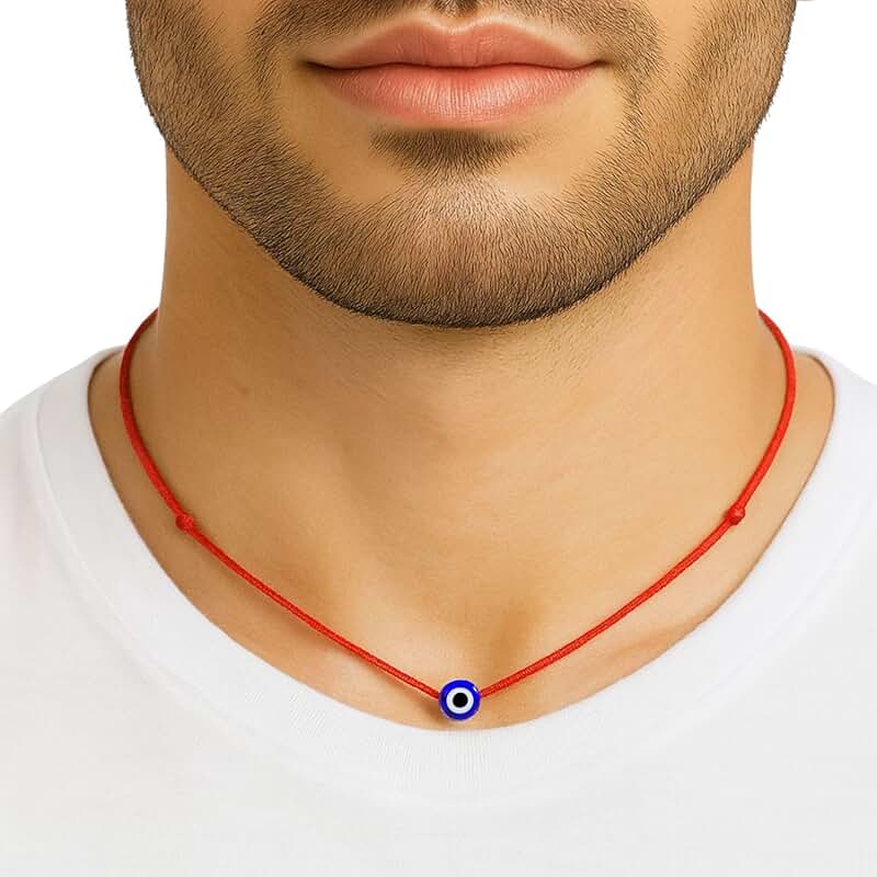 Adjustable Evil Eye Necklace with Blue Glass Bead