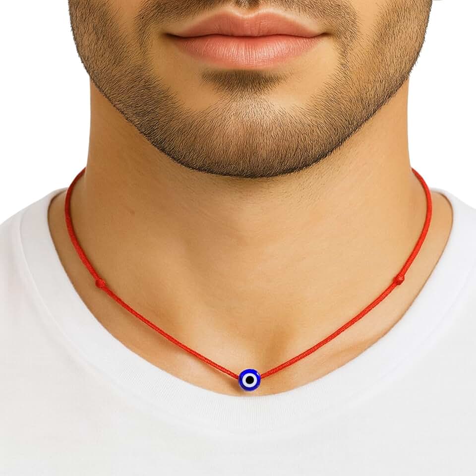 Adjustable Evil Eye Necklace with Blue Glass Bead