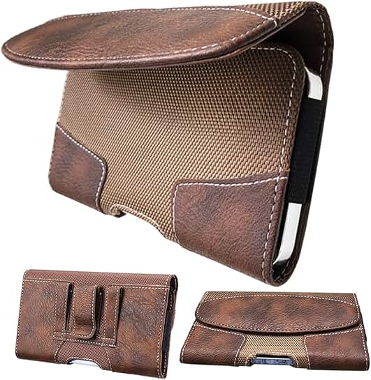 Leather belt phone holster for large smartphones