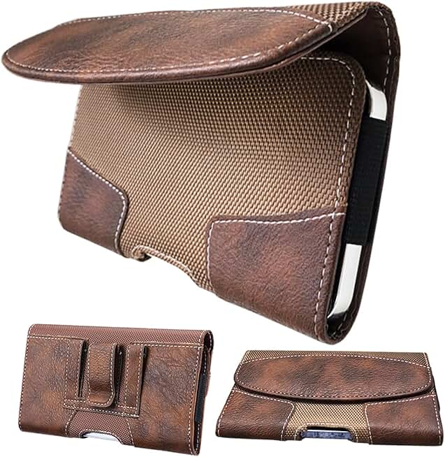 Leather belt phone holster for large smartphones