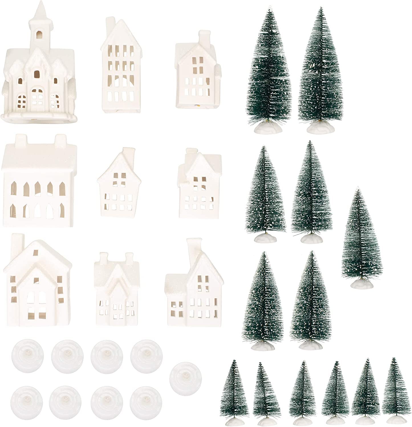 Winter Village LED Tea Light 31 Piece Porcelain Tabletop Figurine Boxed Set