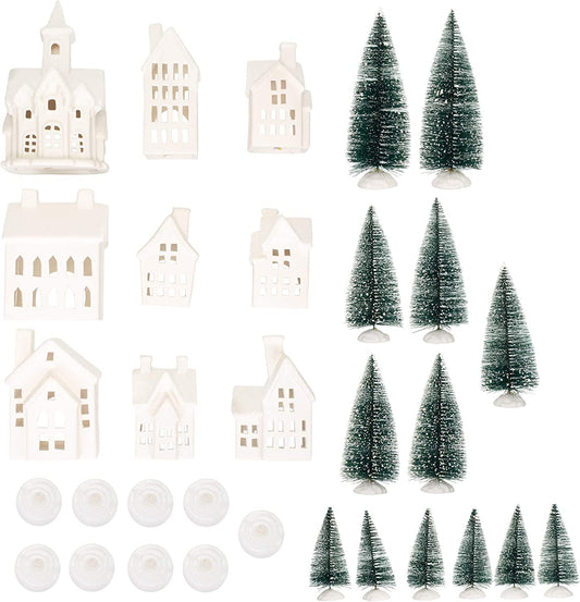 Winter Village LED Tea Light 31 Piece Porcelain Tabletop Figurine Boxed Set