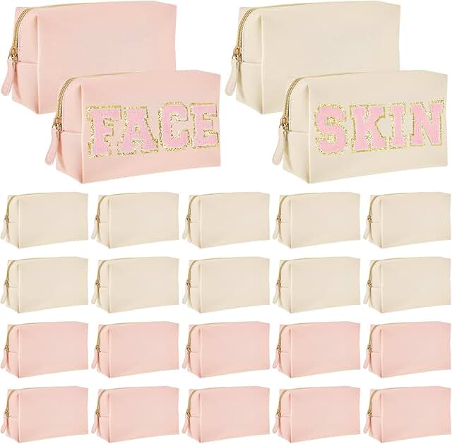 24-Piece Preppy Makeup and Toiletry Bag Set