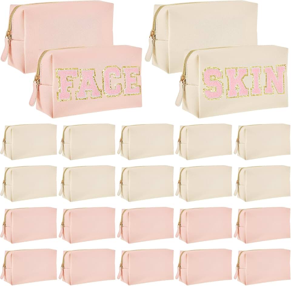 24-Piece Preppy Makeup and Toiletry Bag Set
