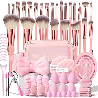 Pink 70-Piece Makeup Brush Set with Case