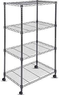 Adjustable 4-Tier Wire Shelving Unit with Wheels