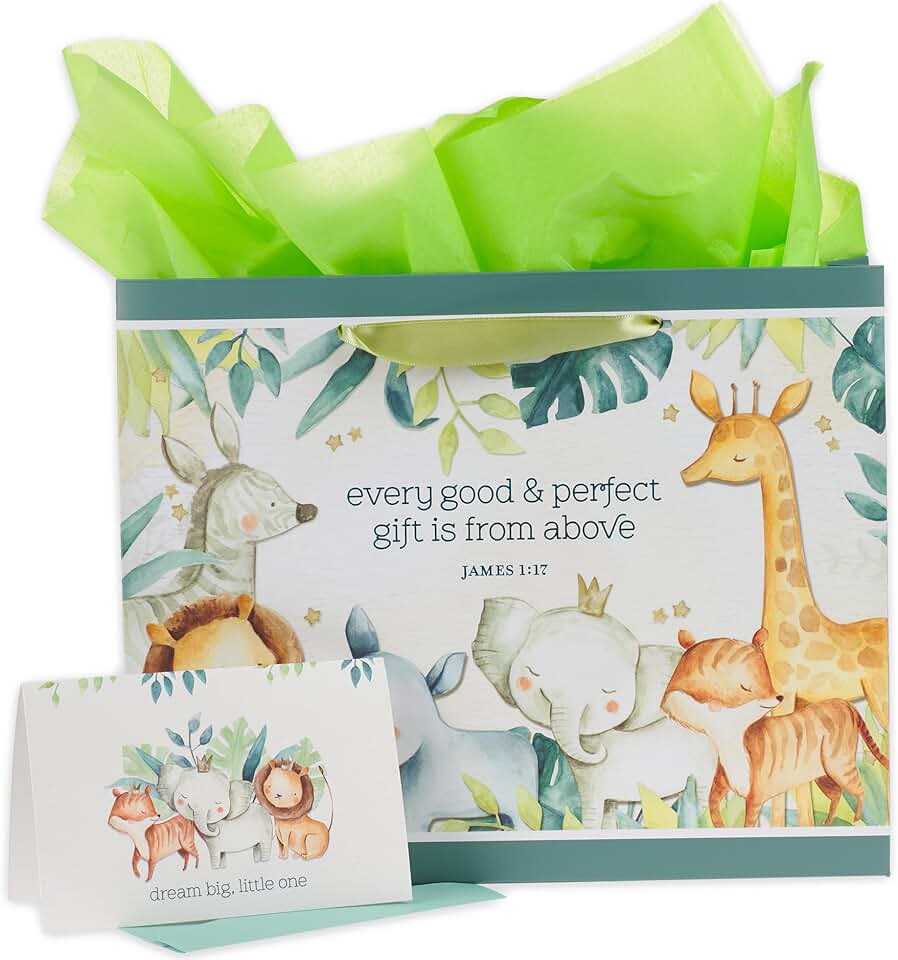 Large Forest Theme Scripture Gift Bag with Card and Tissue