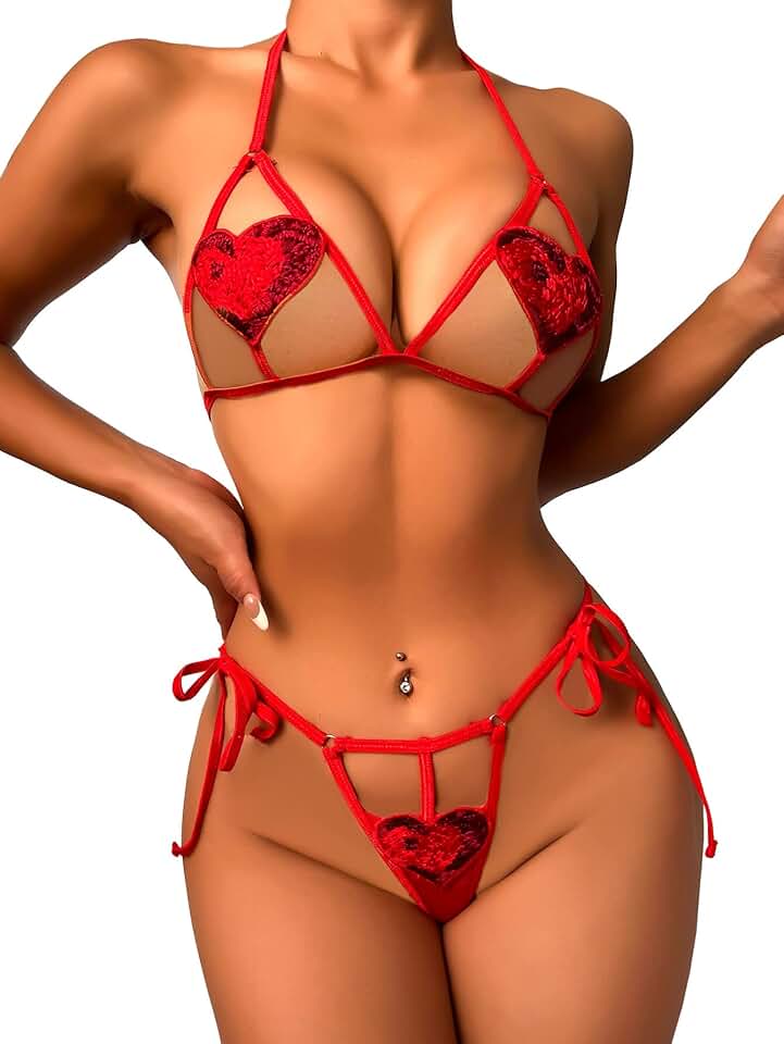 Naughty 2-Piece Heart Cutout Lingerie Set for Women