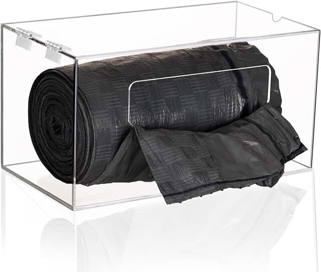 Large trash bag holder with lid for kitchen and bathroom