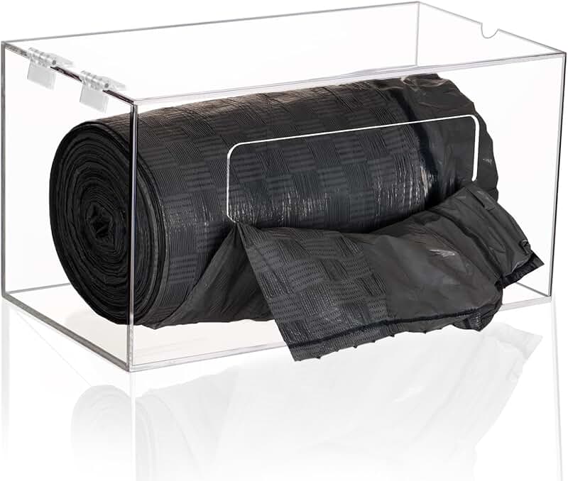 Large trash bag holder with lid for kitchen and bathroom