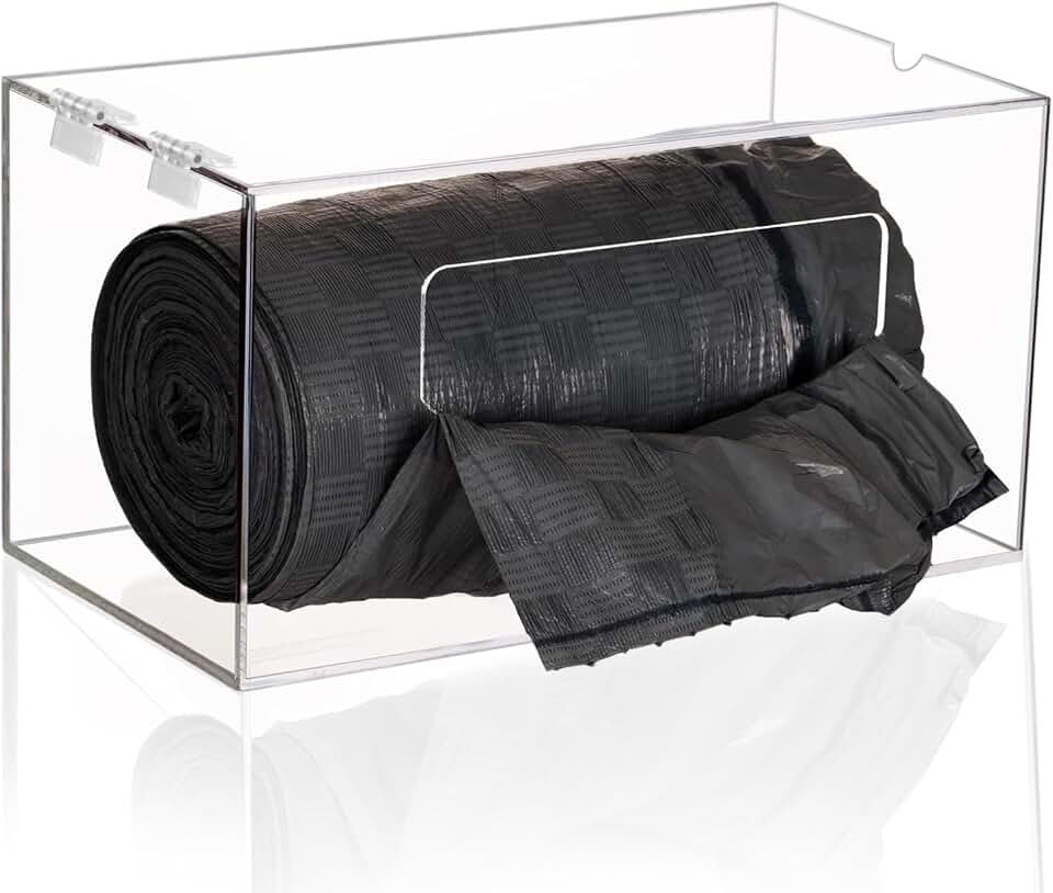 Large trash bag holder with lid for kitchen and bathroom