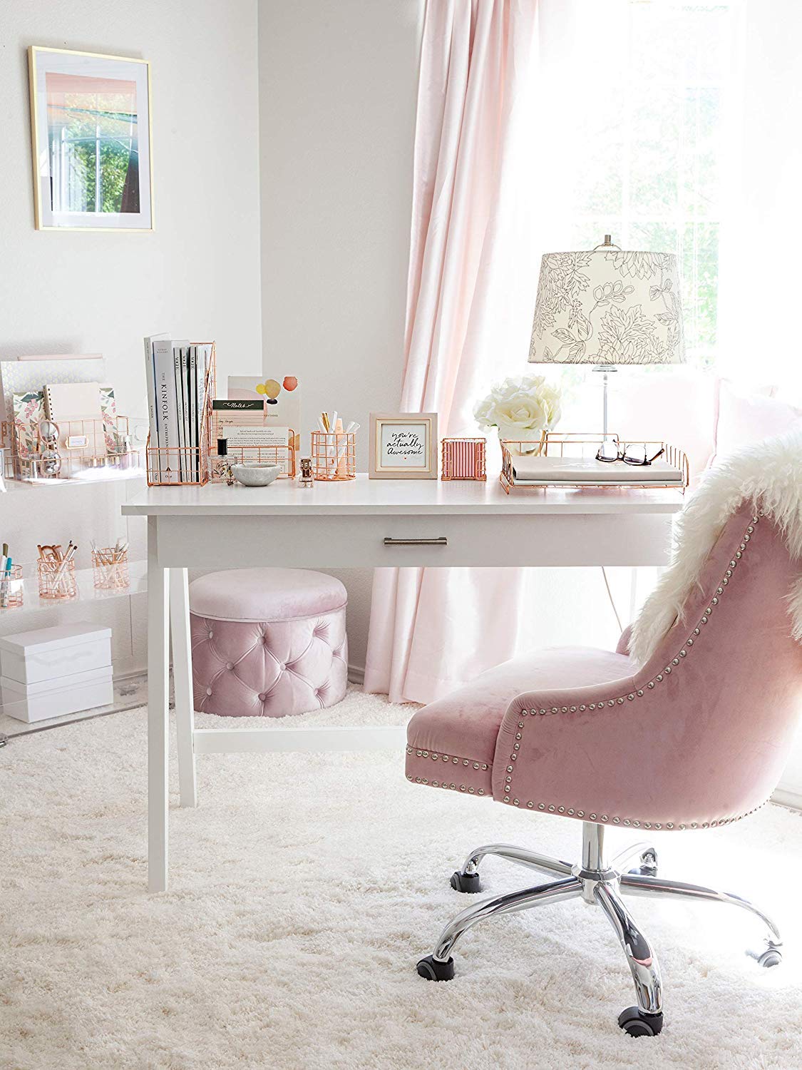 Rose Gold 5-Piece Desk Organizer Set
