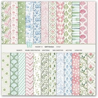 Vintage floral scrapbook paper, 12x12 inches, 24 sheets