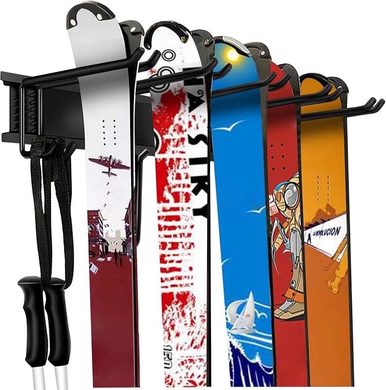 Garage Ski Wall Rack Holds 10 Pairs of Skis